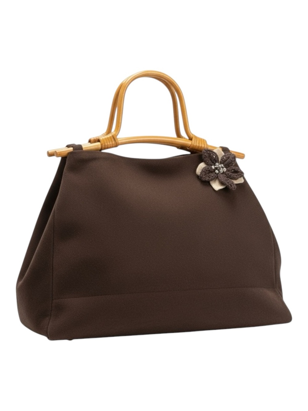 90’s: Julie Brown ꕥ Bamboo Boho Top Handle Satchel Bag ꕥ Chocolate Micro Suede ꕥ - Picture 14 of 16